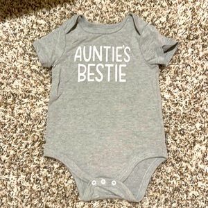 Grey Cat & Jack onesie that says “Aunties Bestie”